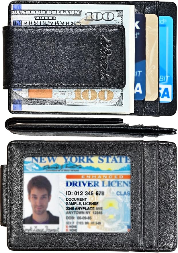 kinzd Money Clip, Front Pocket Wallet, Leather RFID Blocking Strong Magnet thin Wallet | RFID Blocking, Strong Magnet, thin