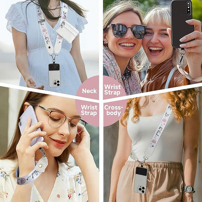 FUVLIFE Phone Lanyard Crossbody Wrist Strap, Adjustable Clip and Go Strap for Phone with Wallet Crossbody, Phone Strap with Zippered Pouch, Universal Hands-Free for All Cell Phone