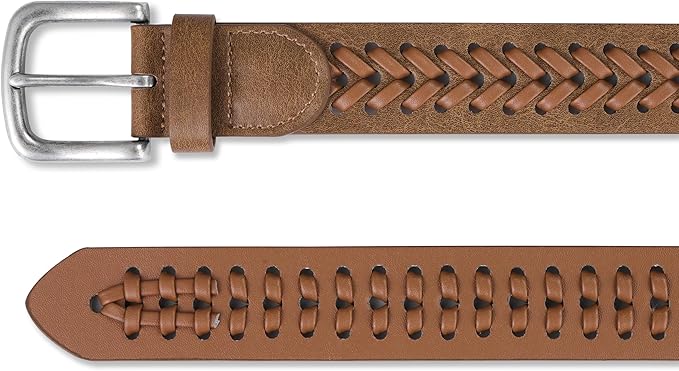 MILORDE Leather Braided Belts for Men, Handmade, Causal Woven Leather Jeans daily wear