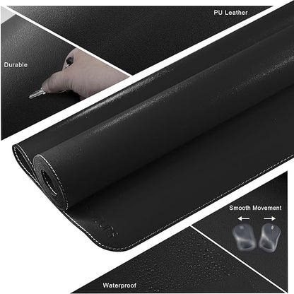 Mydours 36” x 24” Large Desk Mat - XL Desk Pad with PU Leather Surfaces - Extended Desk Mat for Home Office & Computer Workstation - Gaming Mouse pad for Keyboard & Laptop (Black)