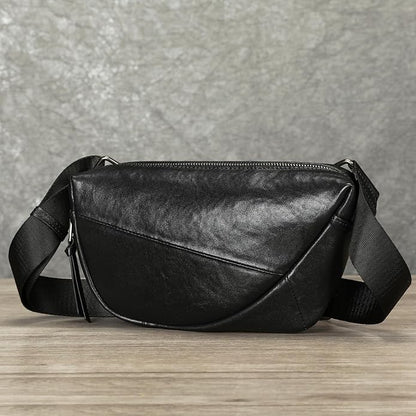 NIUCUNZH Genuine Leather Mens Sling Bag for Women Vintage Small Crossbody Bags Purse for Hiking Travel Chest Daypack