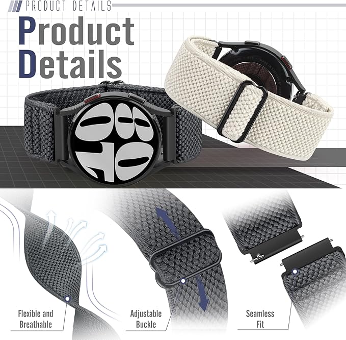 19mm Quick Release Elastic Band Compatible with GRV FC1/FC5/Willful/YAMAY/Letsfit/LETSCOM/TEMINICE/LIFEBEE/Lintelek/ ID205 ID205L ID205G ID205S ID205U/Blackview/UMIDIGI Nylon Strap Women Men