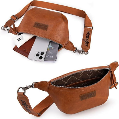 Wrangler Large Fanny Packs for Women Waist Bag Travel Belt Bags Crossbody Sling Purse
