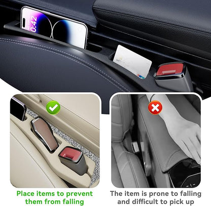 Car Seat Gap Filler Organizer, 2PCS Multifunctional Vehicle Fill Gap Blocker with Storage Slot Between Seat & Console, Anti-Drop Auto Interior Organization, Universal Fit (Beige)