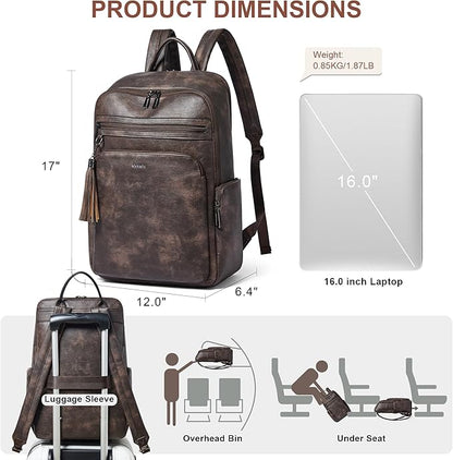 Shrrie Laptop Backpack for Women Fits 16 inch Laptop,Designer Backpacks for Women with Computer Compartment to Business (Coffee)