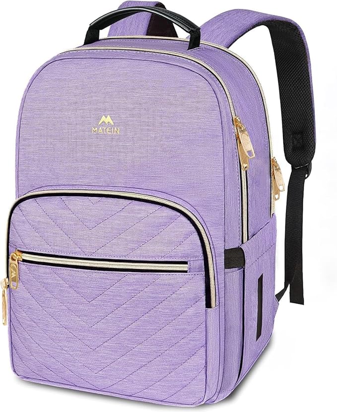 MATEIN Laptop Backpack for Women, Anti Theft 15.6 inch College School Bookbag for Girls, Water Resistant Stylish Travel Computer Work Backpack for Nurse, Light Purple