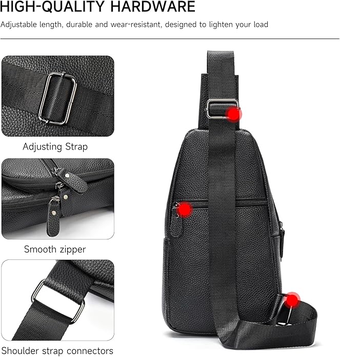 Genuine Leather Sling Bags for Men Crossbody Purse Vintage Small Messenger Shoulder Bag for Phone Side Chest Daypack Bag