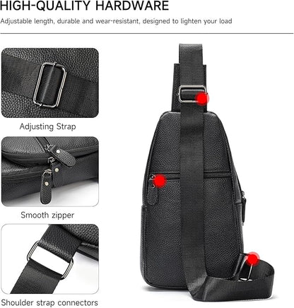 Genuine Leather Sling Bags for Men Crossbody Purse Vintage Small Messenger Shoulder Bag for Phone Side Chest Daypack Bag