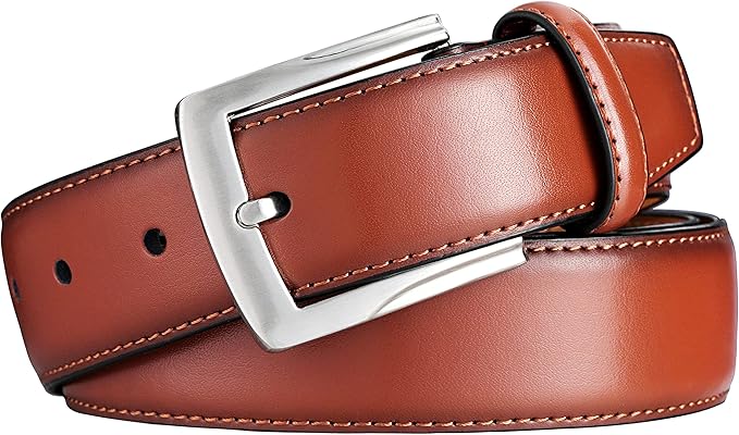 MILORDE Men's Genuine Leather Dress Belt, Handmade, 100% Cow Leather, Fashion & Classic Designs for Work Business and Casual
