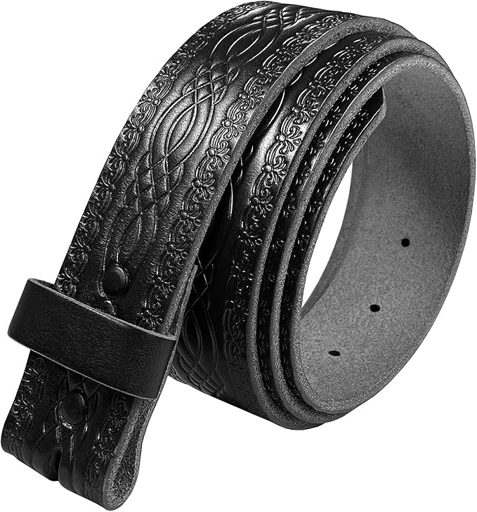Western Floral Engraved Embossed Tooled Genuine Leather Belt Strap or Belt 1-1/2"(38mm) Wide, Multi-Style Options