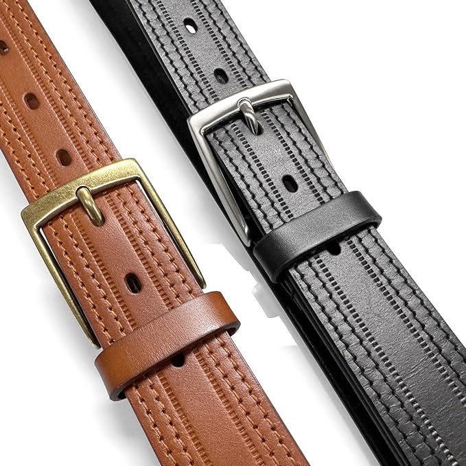 Men's Oil-Tanned Genuine Leather Dress Classic Belt 1-1/8"(30mm) or 1-3/8"(35mm) Wide One Piece Dress Belt