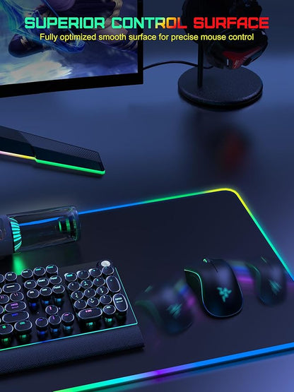 TopMade Wireless Charging RGB Mouse Pad, Waterproof Gaming Desk Pad with 4 Light Modes & 11 RGB Colors, Ultra-Smooth Surface, Non-Slip Base, 31.5"x15.75" XXL Large Desk Mat for MacBook, PC, Laptop