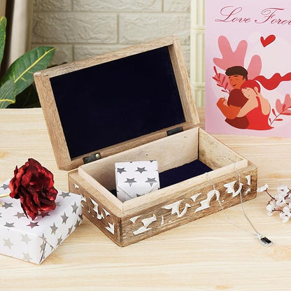 Ajuny Tree of Life Wooden Jewelry Box for Women & Men – Hand Carved Wooden Keepsake Box, Decorative Trinket Box Wood Treasure Chest Vintage Memory Storage Box Gift - 8X5 Inch
