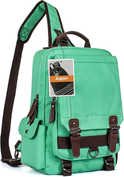 Leaper Retro Crossbody Bag Sling Bag Canvas Messenger Bag for Men Women Shoulder Bag Crossbody Handbags Satchel Travel Bag
