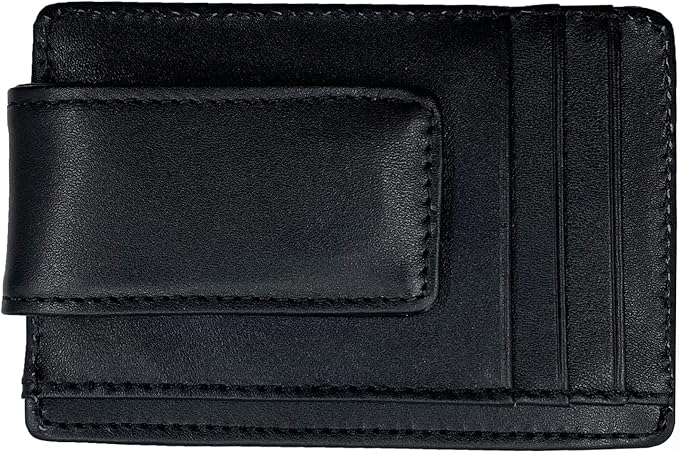 Money Clip RFID Front Pocket Wallet Men Leather Slim Minimalist Wallet
