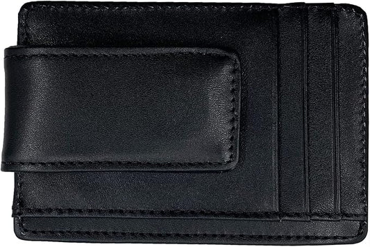 Money Clip RFID Front Pocket Wallet Men Leather Slim Minimalist Wallet