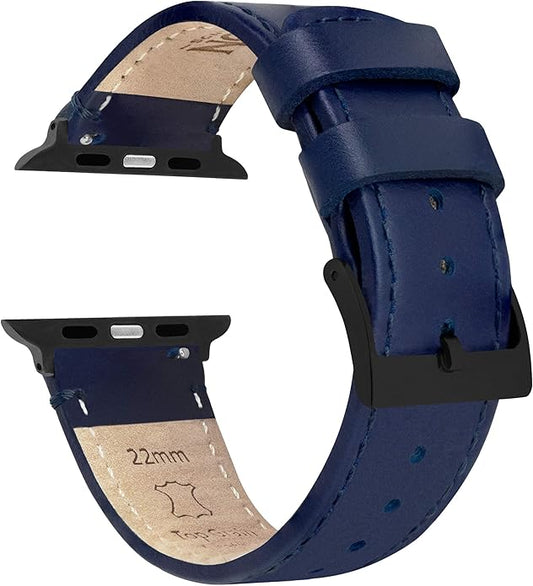 BARTON WATCH BANDS - Top Grain Leather Watch Bands Compatible with Apple Watch Models - 1, 2, 3, 4, 5, 6, 7, 8, 9, 10, SE, Ultra & Ultra 2