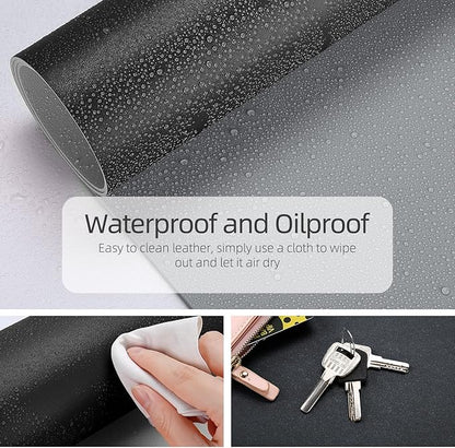 YSAGi Dual-Sided Desk Pad Protector, Waterproof Leather Desk Mat, Large Mouse Pad, Office Desk Pad Writing Pad (23.6" x 13.7", Black+Grey)