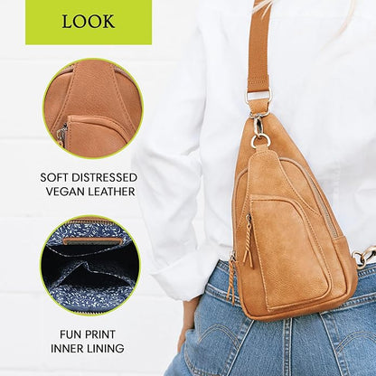 MMS Brands Antik Kraft Tasha Crossbody Sling | Vegan Leather Crossbody Bag for Women with 16-20" Strap | Sling Bags for Women
