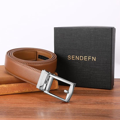 SENDEFN Men's Leather Dress Casual Belt 1 3/8" Automatic Adjustable Click Buckle Belts with Gift Box