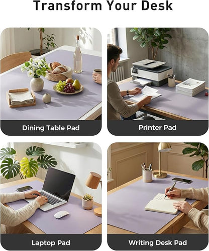 Aothia Faux Leather Desk Mat - Large Mouse Pad, Non-Slip PU Leather Blotter, Waterproof Writing Surface for Office and Home (Lavender, 42" x 17")