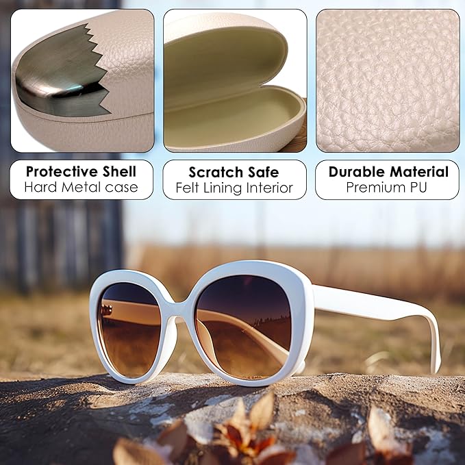 MyEyeglassCase® Large Hard Sunglasses Case | fits Large curved Sunglasses, with microfiber bag and cleaning cloth