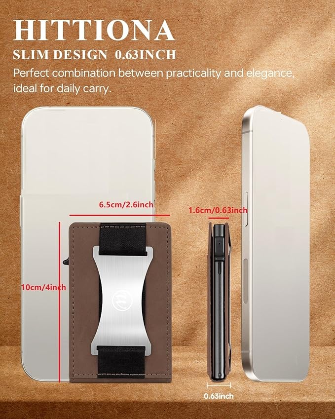 HITTIONA Minimalist Slim Wallet for Men - Mens Wallets Leather with POP UP Card Holder Wallet Fits Front Pocket, RFID Blocking Bifold Men`s Wallets with Metal Money Clip and Box