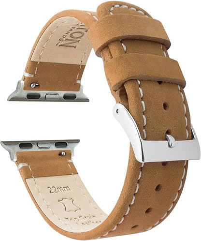 BARTON WATCH BANDS - Top Grain Leather Watch Bands Compatible with Apple Watch Models - 1, 2, 3, 4, 5, 6, 7, 8, 9, 10, SE, Ultra & Ultra 2