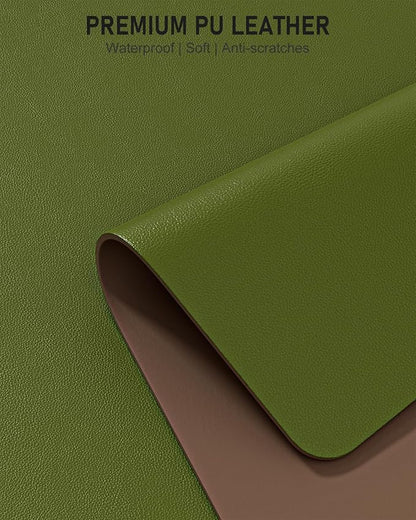 Desk Pad, 23.6" x 13.8" PU Leather Non-Slip Desk Mat Large Mouse Pad for Desktop, Waterproof Laptop Computer Writing Mat for Office, Home, Work, Gaming, Grass Green