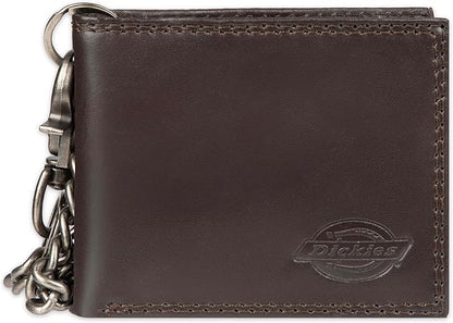 Dickies Men's RFID Everyday Leather Bifold Chain Wallet Black
