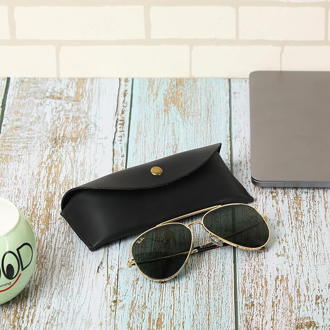 Leather Sunglasses Case Genuine Eyeglass Holder Reading Glasses Protector Vintage Eyewear Storage for Men and Women