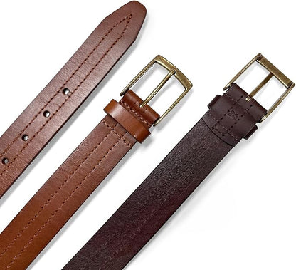 Men's Oil-Tanned Genuine Leather Dress Classic Belt 1-1/8"(30mm) or 1-3/8"(35mm) Wide One Piece Dress Belt