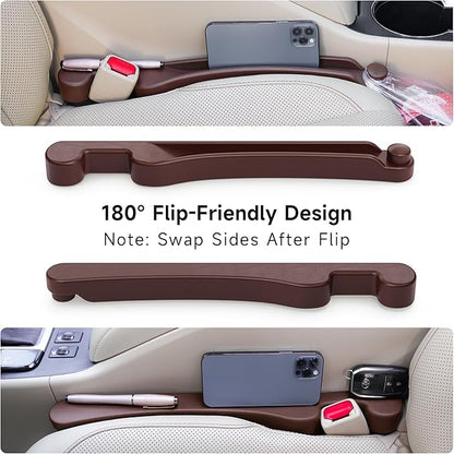 Car Seat Gap Filler 2 Pack Soft Foam Multifunctional Seat Side Gap Filler with Organizer & Hook Function, 3in1 Gap Stopper Universal Fit Car SUV Truck Fill The Gap Between Seat & Console (Deep Brown)