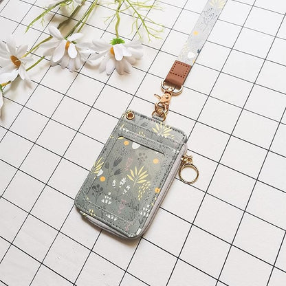 bolimoss Lanyard with Wallet,Zip ID Case with Lanyard,Lanyard Badge Holder,Lanyard Wallet for Women,Fashion Lanyard Wallet, ID Case Wallet with Lanyard（ Light Grey ）