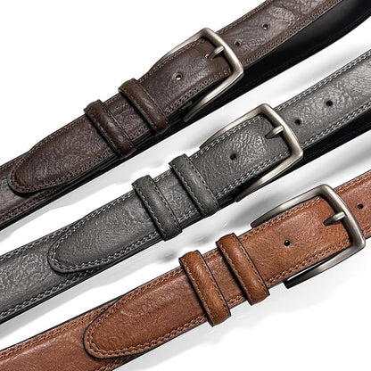 Men's Vegan Faux Leather Belt Classic Work Business Dress Belt 1-3/8"(35mm) wide