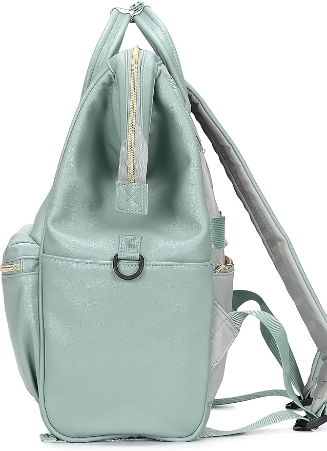 Kah&Kee Leather Backpack for Women and Men 15-inch Laptop Bag | Teacher Professional, Diaper Bag Backpack, Ideal for Work, School, Nurse, College & Travel (Green II, Medium)