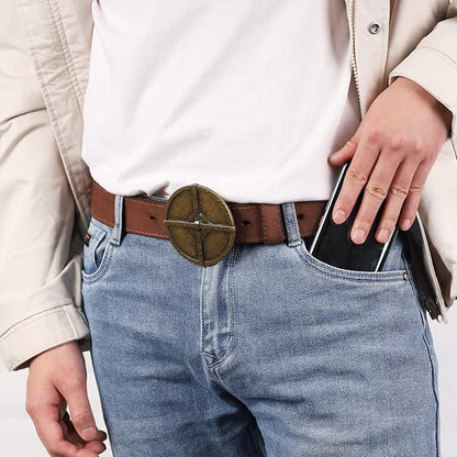 NPET Men's Full Grain Leather Belt Vintage Distressed Style with Snap-On Strap 1 1/2" Wide without Buckle