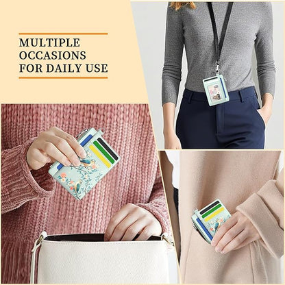 Hancynir Bird Floral Slim Wallet Women Credit Card Holder Cute Flower RFID Blocking Small Card Wallets Mini Front Pocket PU Leather Thin Travel Zipper Coin Cash Ladies Female Wallet Organizer Gifts