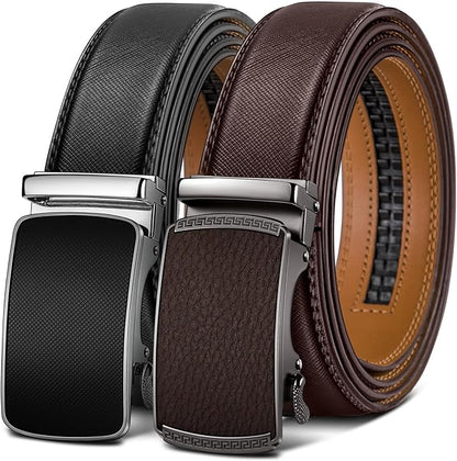 BULLIANT Men Belts 2 Pack,Ratchet Sliding Belt Adjustable For Gift Mens Dress Casual 1 3/8",Cut for Fit