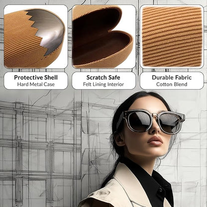 MyEyeglassCase® Large Hard Sunglasses Case | fits Large curved Sunglasses, with microfiber bag and cleaning cloth