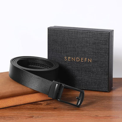 SENDEFN Men's Leather Dress Casual Belt 1 3/8" Automatic Adjustable Click Buckle Belts with Gift Box