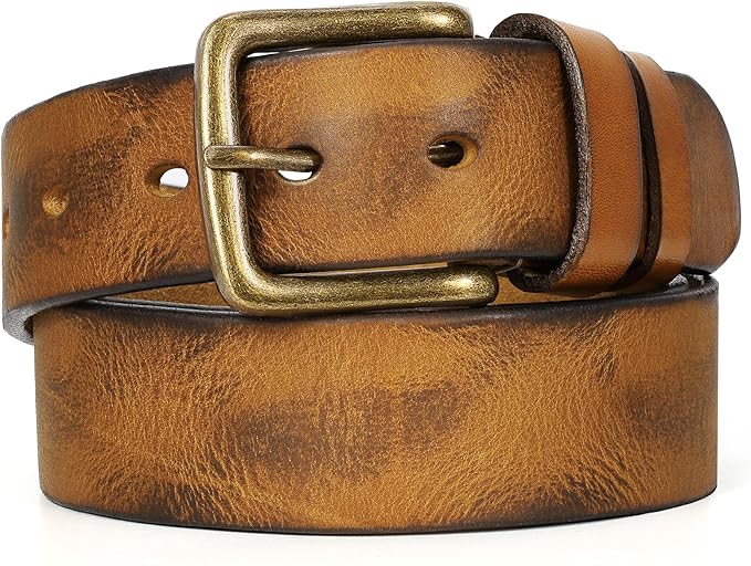 Men's Leather Belt Full Grain Leather Belts for Men Handmade Real Solid Top-Grain Leather Heavy-Duty Work Belt Gifts