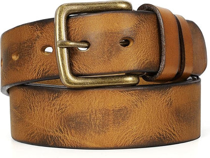 Men's Leather Belt Full Grain Leather Belts for Men Handmade Real Solid Top-Grain Leather Heavy-Duty Work Belt Gifts