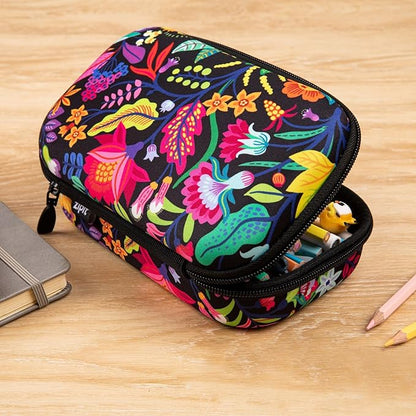 ZIPIT Flowers Pencil Case for Girls, Cute Pencil Box for School, Large Capacity Stationery Organizer Box
