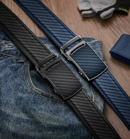 BULLIANT Men's Ratchet Belt 2 Pack-Click Leather Belt Adjustable for Men Gift 1 3/8-Cut for Perfect Fit