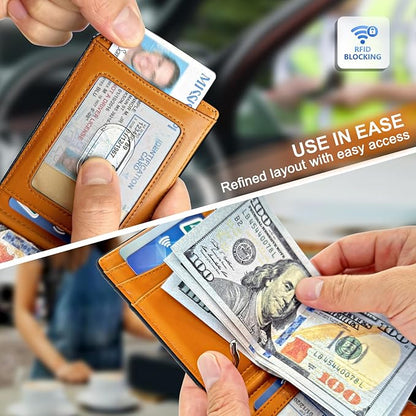 BULLIANT Men Wallet Airtag&Standard Use,Slim Front Pocket Wallet Money Clip for Gifg Men RFID Blocking 11Cards