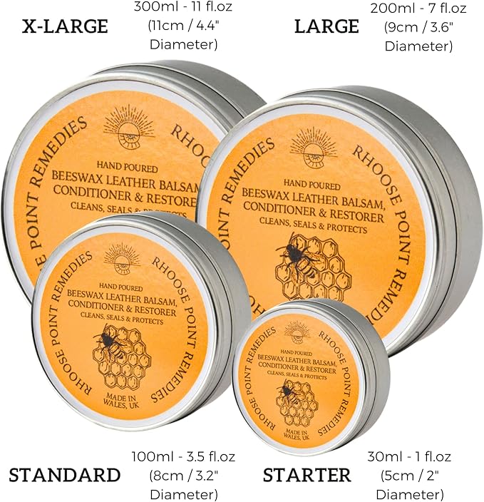 Premium Beeswax Leather Conditioner & Balm – Hand-Poured Natural Restorer for Boots, Bags, Jackets, Furniture, Car Seats & More – Cleans, Conditions & Protects – 1.0 Fl Oz