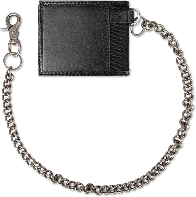 Dickies Men's RFID Everyday Leather Bifold Chain Wallet Black