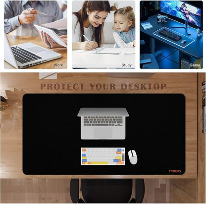 Mydours 48" x 24" Large Gaming Mouse Pad, Oversized Keyboard Mouse Mat with Stitched Edge, XXL Non-Slip Rubber Base Computer Mousepad for Full Desk, Extended Desk Mat for Gamer, Office & Home, Black
