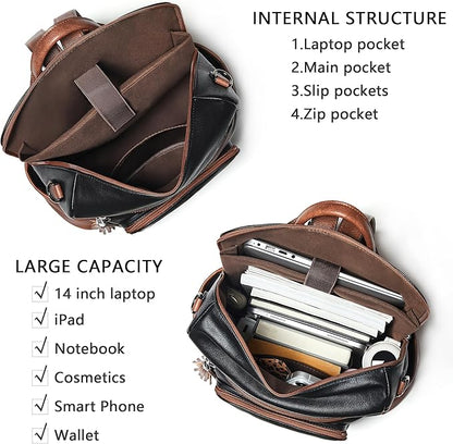Shrrie Vegan Leather Laptop Backpack for Women 15.6 inch Work Backpack Fashion Travel Backpack Purse for Business College